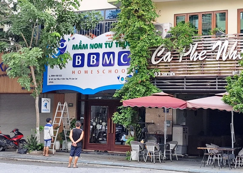 Cơ sở nhóm trẻ lớp mầm non độc lập tư thục BBMC, tại thành phố Lào Cai bị tạm dừng mọi hoạt động dạy và học từ ngày 30/9/2023. (Ảnh: QUỐC HỒNG)