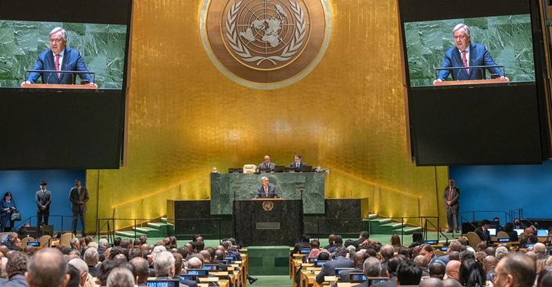Tổng Thư ký António Guterres phát biểu khai mạc phiên tranh luận chung tại kỳ họp thứ 78 của Đại hội đồng Liên hợp quốc. (Ảnh: UN)