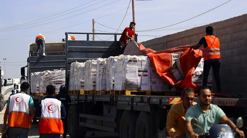 Hàng viện trợ để gửi tới cho người dân ở Dải Gaza. (Ảnh: news.un.org)