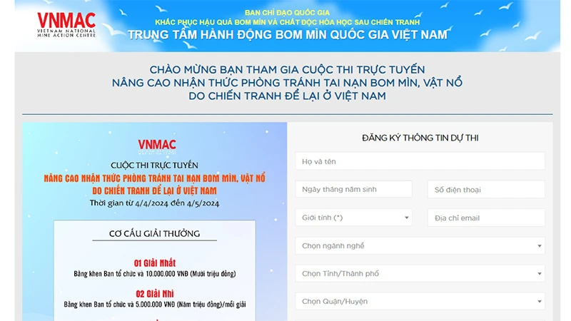 Thi trực tuyến “Nâng cao nhận thức phòng tránh tai nạn bom mìn, vật nổ” năm 2024