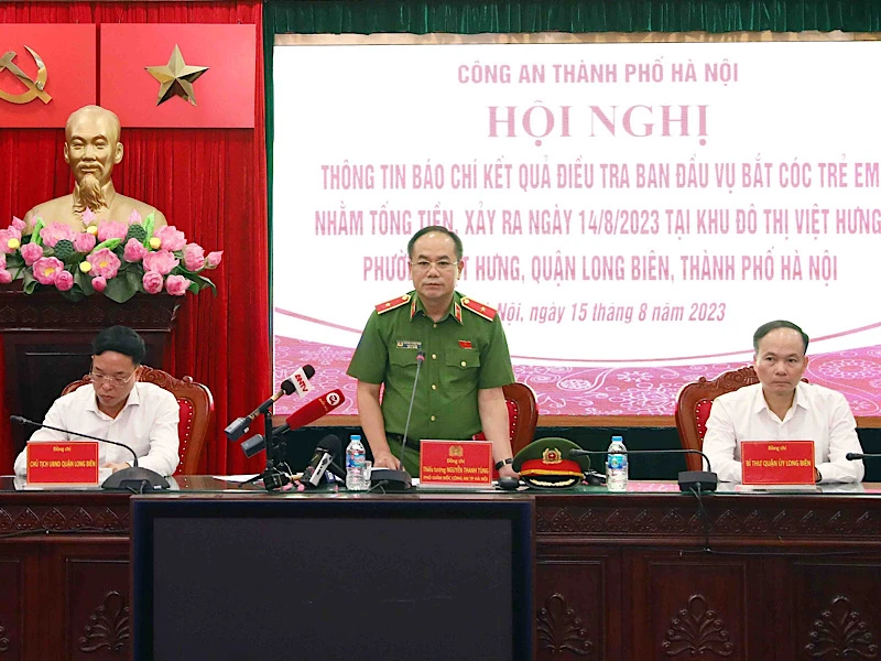 Thiếu tướng Nguyễn Thanh Tùng, Phó Giám đốc Công an TP Hà Nội chủ trì hội nghị.