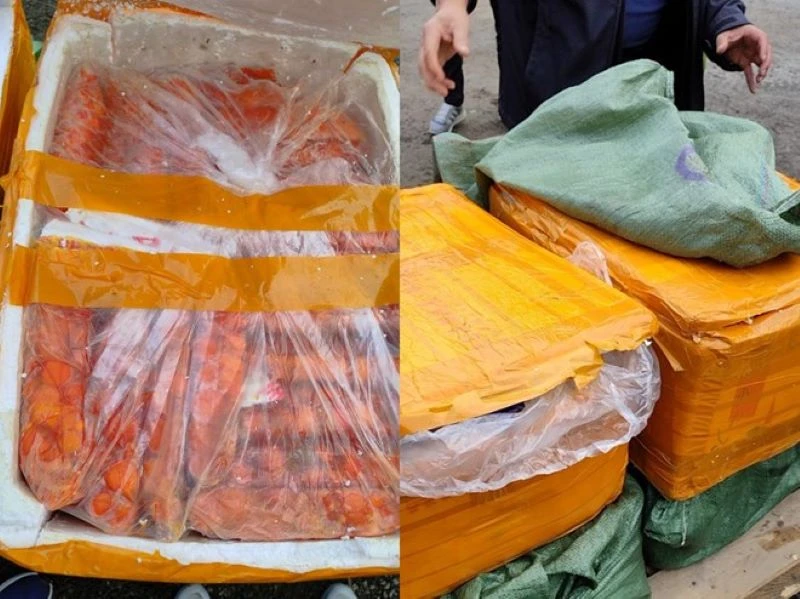 1 tấn nội tạng động vật bốc mùi được Công an quận Hoàng Mai, thành phố Hà Nội phát hiện, thu giữ.
