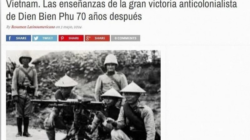 Bài báo về Chiến thắng Điện Biên Phủ trên Báo Resumen Latinoamericano của Argentina