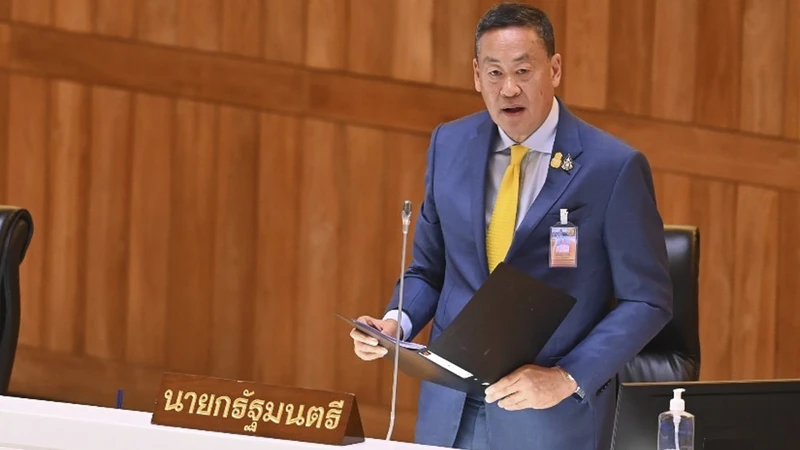 Thủ tướng Thái Lan Srettha Thavisin công bố bản tuyên bố chính sách trước Quốc hội. (Ảnh: thaigov.go.th)