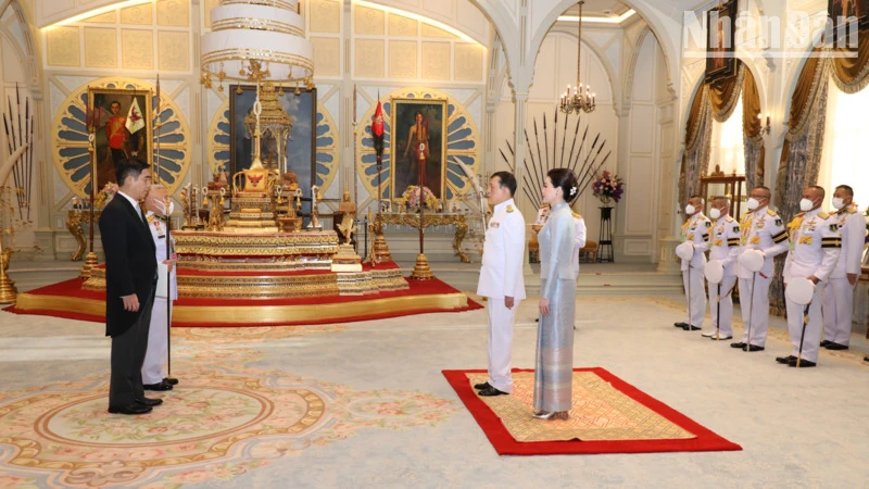 Nhà Vua Thái Lan Maha Vajiralongkorn Phra Vajiraklaochaoyuhua tiếp Đại sứ Phạm Việt Hùng. (Ảnh: Đại sứ quán Việt Nam tại Thái Lan cung cấp)