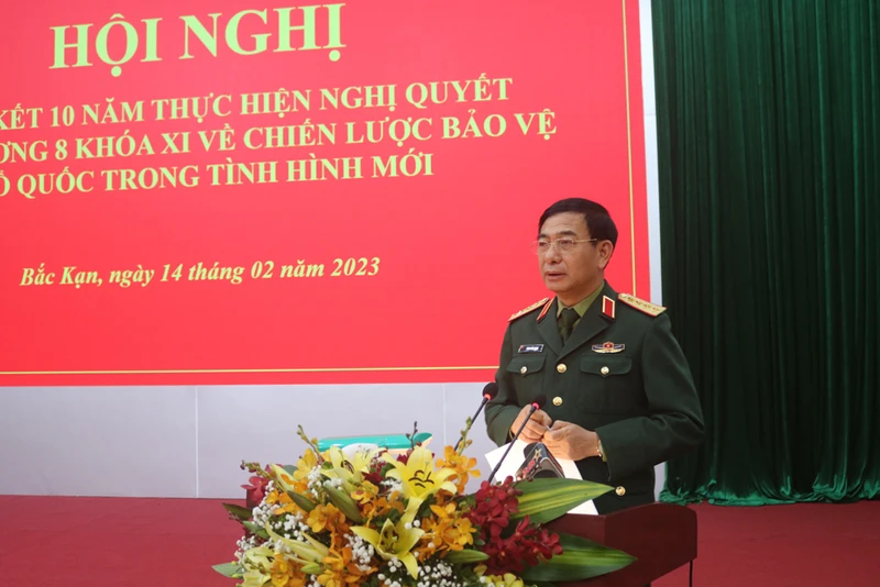 Đại tướng Phan Văn Giang, Bộ trưởng Quốc phòng phát biểu chỉ đạo hội nghị.