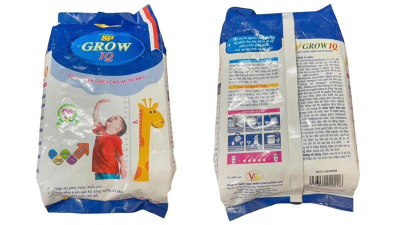 Hình ảnh sản phẩm sữa SP-Milk GROW IQ. (Ảnh: Phụ huynh học sinh cung cấp)