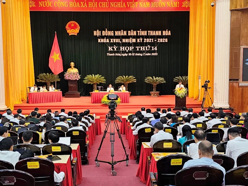 Quang cảnh kỳ họp lần thứ 14, Hội đồng nhân dân tỉnh Thanh Hóa.