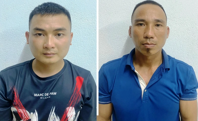 Hai đối tượng hoạt động "tín dụng đen" bị Công an huyện Thọ Xuân bắt giữ.