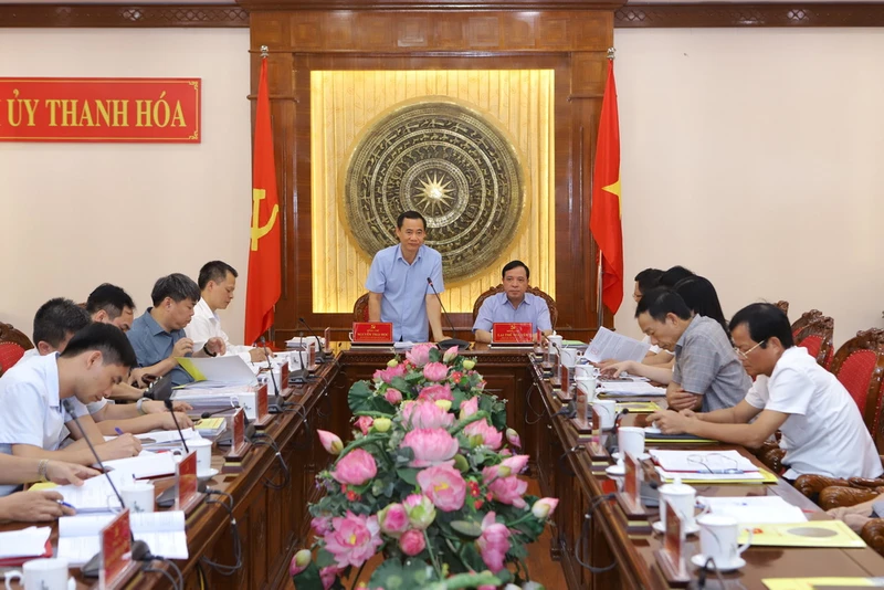 Quang cảnh buổi làm việc của đoàn công tác Ban nội chính Trung ương với Tỉnh ủy Thanh Hoá.