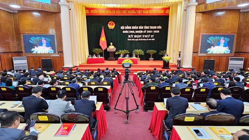 Quang cảnh kỳ họp Hội đồng nhân dân tỉnh Thanh Hóa.