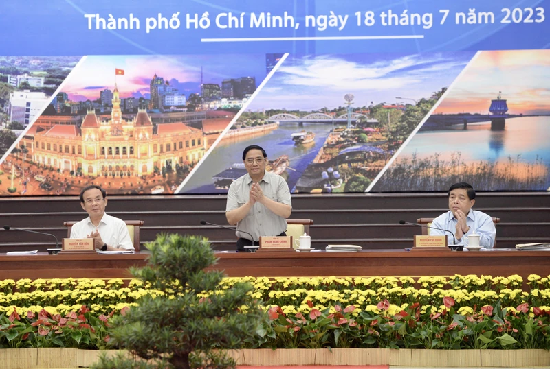 Thủ tướng Phạm Minh Chính chủ trì Hội nghị Hội đồng điều phối vùng Đông Nam Bộ. (Ảnh: Thanh Giang)