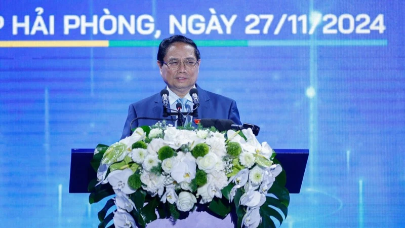 Thủ tướng Phạm Minh Chính phát biểu ý kiến tại TECHFEST Việt Nam 2024. (Ảnh: Trần Hải)