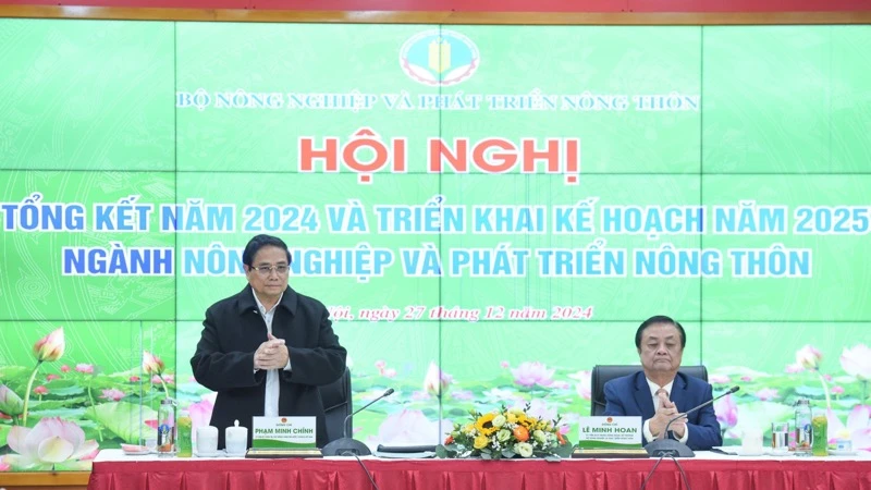 Thủ tướng Phạm Minh Chính dự Hội nghị tổng kết ngành Nông nghiệp và Phát triển nông thôn. (Ảnh: TRẦN HẢI)