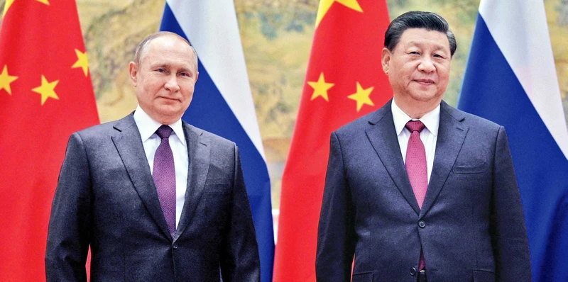 Tổng thống Nga V.Putin và Chủ tịch Trung Quốc Tập Cận Bình hội đàm tại Moscow tháng 3/2023. Ảnh | REUTERS