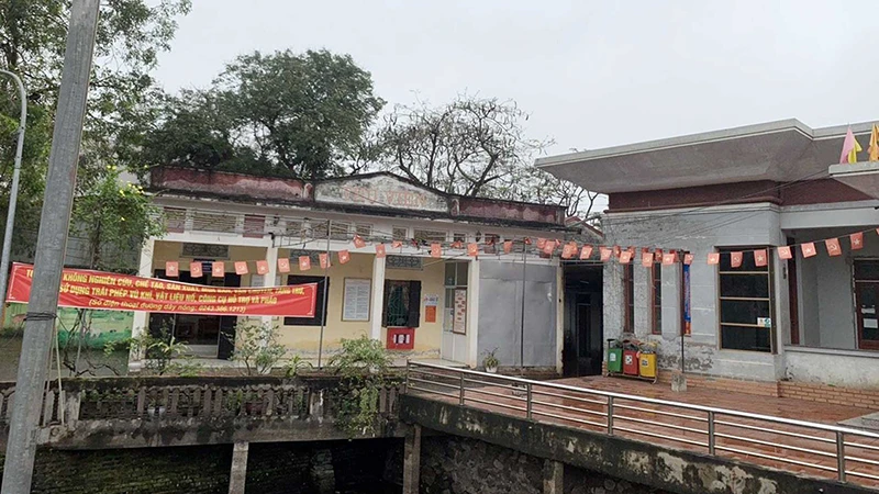 Nhà thư viện thôn được mượn làm địa điểm dạy học cho Trường mầm non Vân Côn C, xã Vân Côn, huyện Hoài Đức, thành phố Hà Nội.
