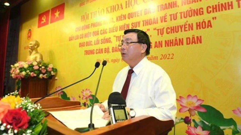 GS, TS Nguyễn Xuân Thắng phát biểu tại Hội thảo. (Ảnh: Báo Công an nhân dân)