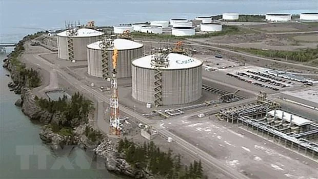 Cảng khí tự nhiên hóa lỏng thuộc Tập đoàn dầu mỏ Repsol and Irving Oil Ltd. ở thành phố cảng Saint John, tỉnh New Brunswick, Canada. (Ảnh: CBC/TTXVN)