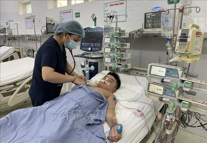 Nhiều bệnh nhân nhập viện tại Bệnh viện Nhi đồng Đồng Nai trong tình trạng sốc sốt xuất huyết. (Ảnh minh họa: TTXVN)