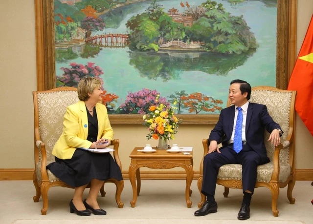 Phó Thủ tướng Trần Hồng Hà tiếp Trưởng Đại diện Quỹ Nhi đồng Liên hợp quốc. (Ảnh: Báo Điện tử Chính phủ)