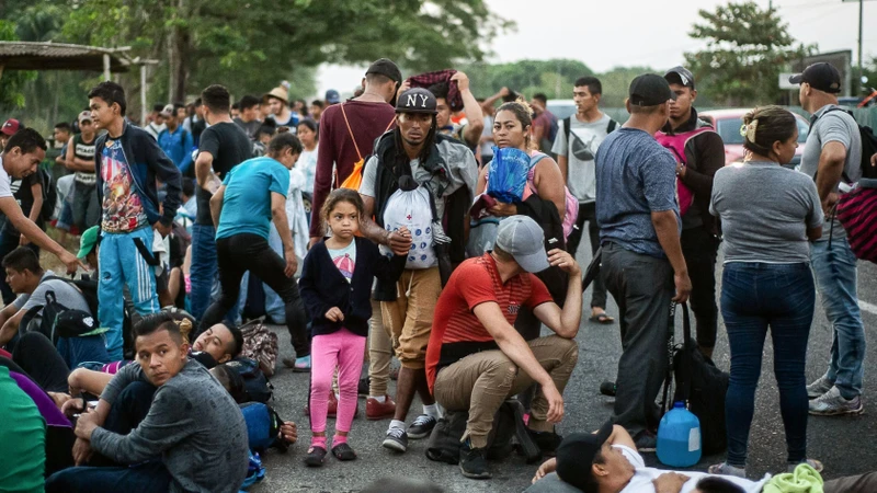 Người di cư Trung Mỹ trong hành trình tới Mỹ tại khu vực Huixtla, Tapachula, bang Chiapas, Mexico, ngày 15/4/2019. (Nguồn: AFP/TTXVN)