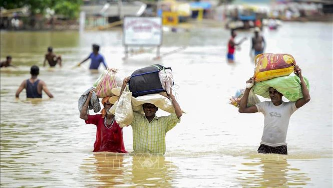 Lũ lụt ở Ấn Độ. (Ảnh: AFP/TTXVN)