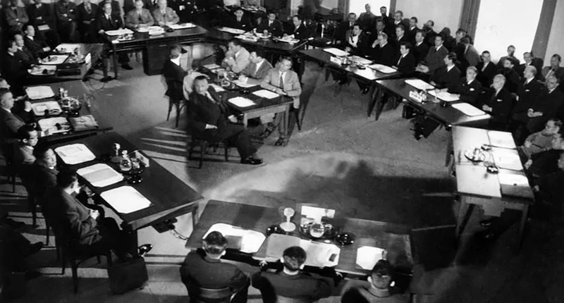 Hiệp định Geneva (7/1954) là điểm kết thúc vẻ vang cuộc kháng chiến trường kỳ, gian khổ kéo dài chín năm (1945-1954) của quân dân ta. Ảnh: Tư liệu TTXVN 