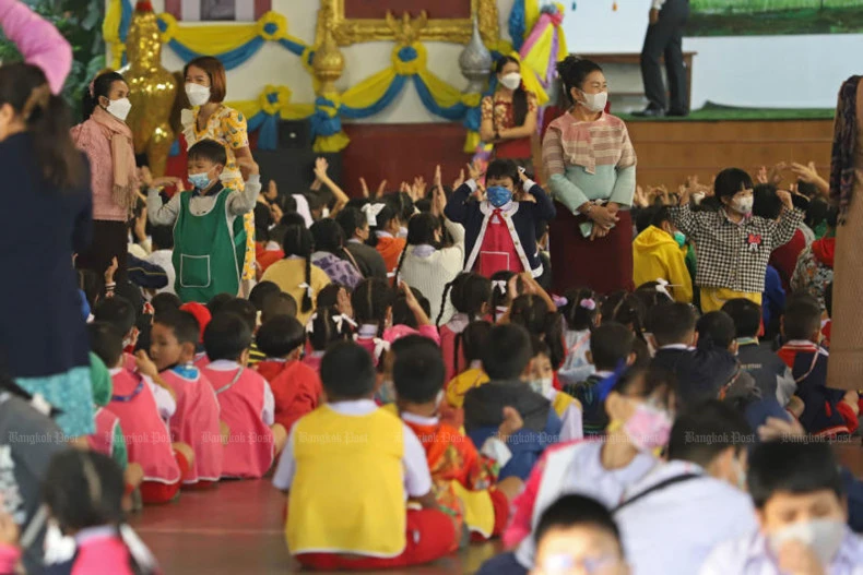Trẻ em tại một lớp mẫu giáo ở thủ đô Bangkok, Thái Lan. (Ảnh: Bưu điện Bangkok)