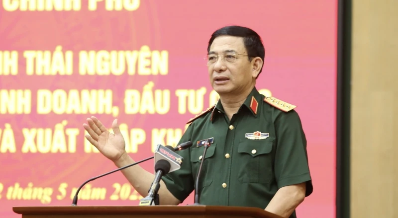 Đại tướng Phan Văn Giang phát biểu ý kiến tại buổi làm việc.