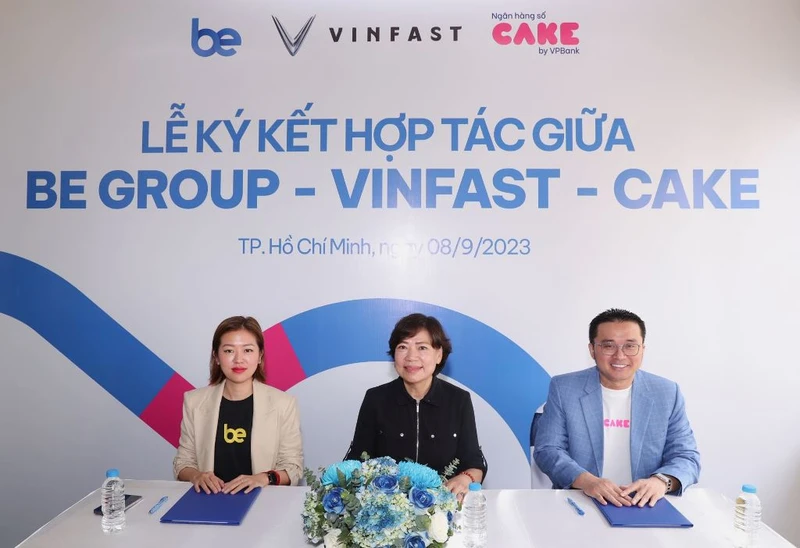 Ký kết hợp tác giữa Be và Công ty VinFast, Ngân hàng số Cake by VPBank