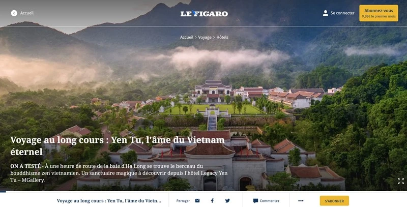 Yên tử xuất hiện hùng vĩ trên báo Le Figaro (Pháp), số ra ngày 7/5. 