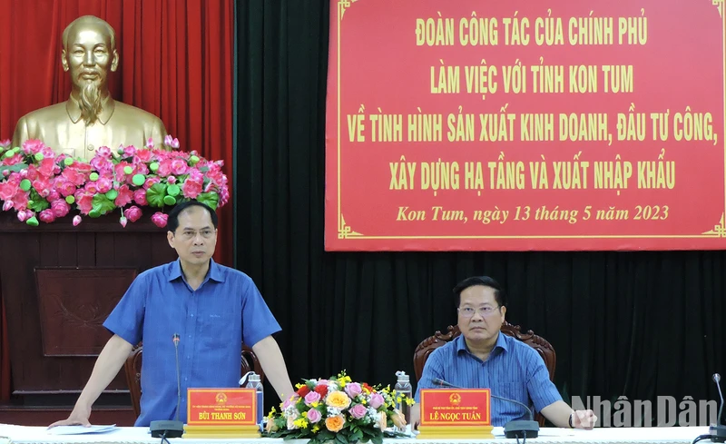 Bộ trưởng Ngoại giao Bùi Thanh Sơn phát biểu tại buổi làm việc.