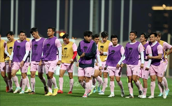 Đội tuyển Việt Nam trên sân tập Al Rayan 2 vào chiều 18/1.