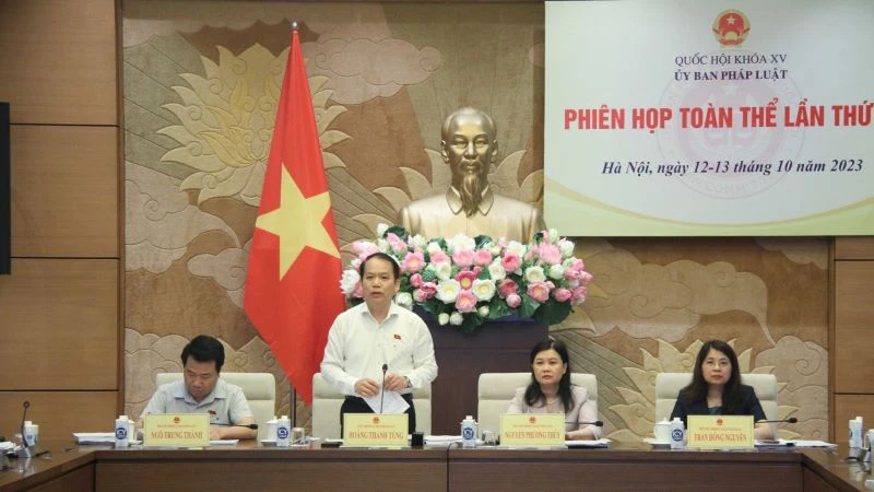 Chủ nhiệm Ủy ban Pháp luật Hoàng Thanh Tùng phát biểu tại phiên họp. 