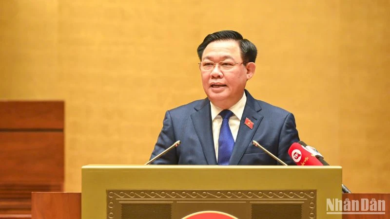 Chủ tịch Quốc hội Vương Đình Huệ phát biểu chỉ đạo Hội nghị. (Ảnh: DUY LINH)