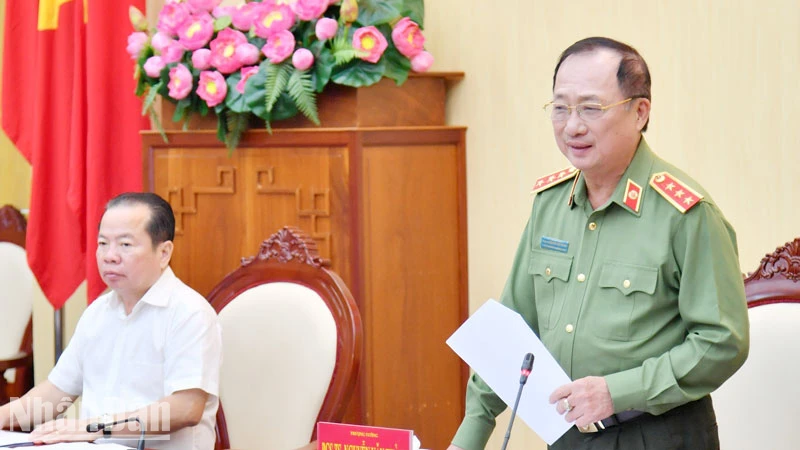 Thượng tướng, PGS, TS Nguyễn Văn Thành phát biểu tại buổi khảo sát.