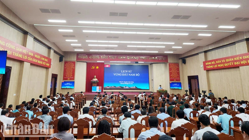 Quang cảnh hội nghị tại điểm cầu Tỉnh ủy Kiên Giang.