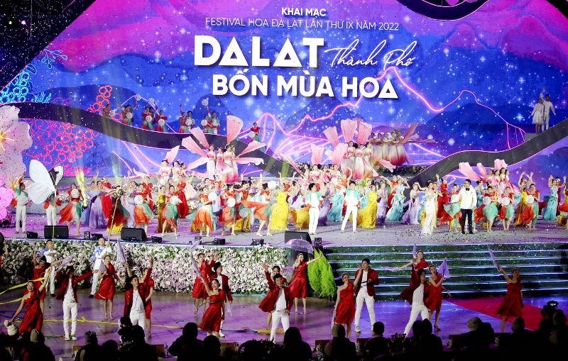 Hoạt cảnh trong đêm khai mạc Festival Hoa Đà Lạt lần thứ IX - năm 2022. 