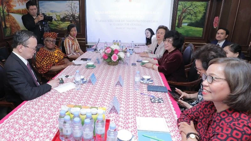 Cuộc gặp giữa lãnh đạo Hiệp hội Nữ doanh nhân Việt Nam và Tổng Giám đốc WTO ngày 18/5/2023. 
