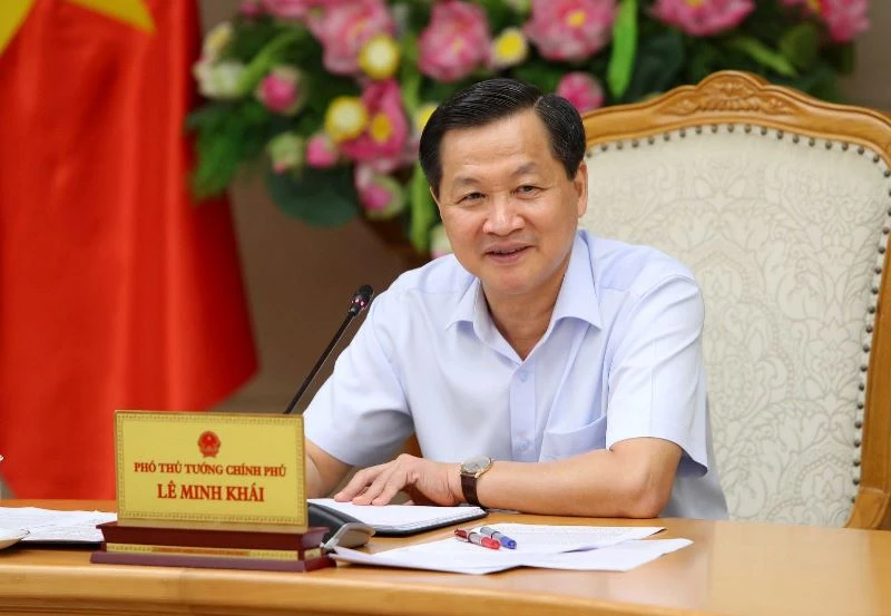 Phó Thủ tướng Chính phủ Lê Minh Khái phát biểu tại cuộc họp.