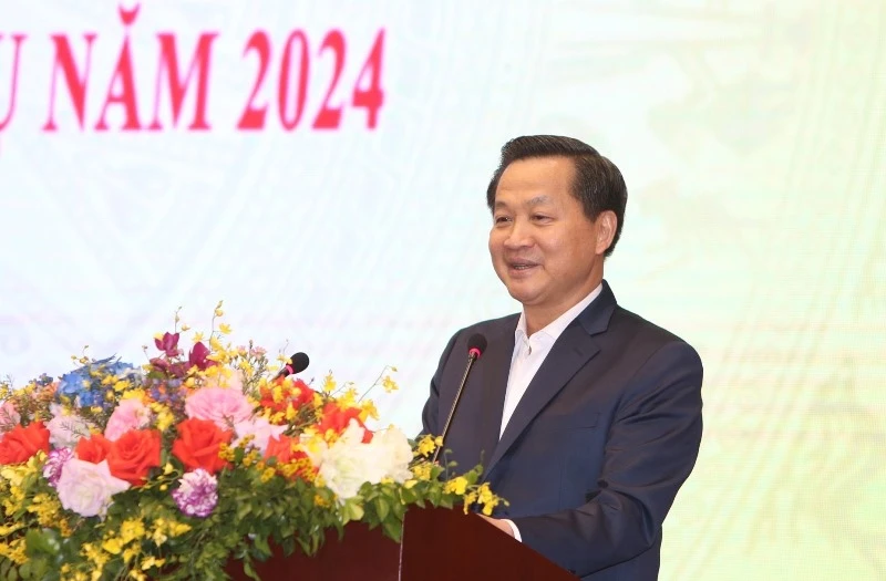 Phó Thủ tướng Chính phủ Lê Minh Khái phát biểu chỉ đạo hội nghị.