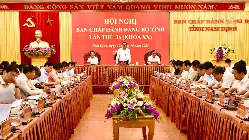 Quang cảnh hội nghị lần thứ 36, Ban chấp hành Đảng bộ tỉnh Nam Định khóa 20, nhiệm kỳ 2020-2025.