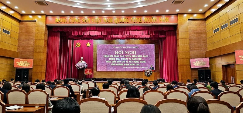 Quang cảnh hội nghị phát động Giải Báo chí về xây dựng Đảng (Búa liềm vàng) lần thứ V - năm 2024.