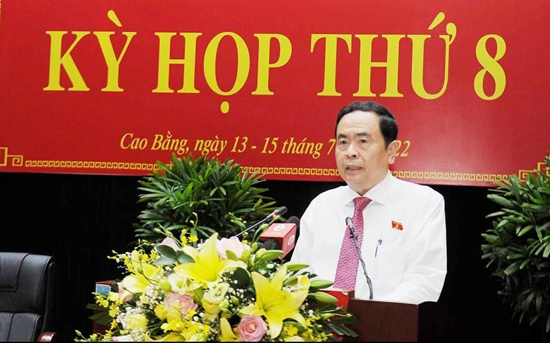 Đồng chí Trần Thanh Mẫn phát biểu ý kiến tại kỳ họp thứ 8, HĐND tỉnh Cao Bằng nhiệm kỳ 2021-2026.