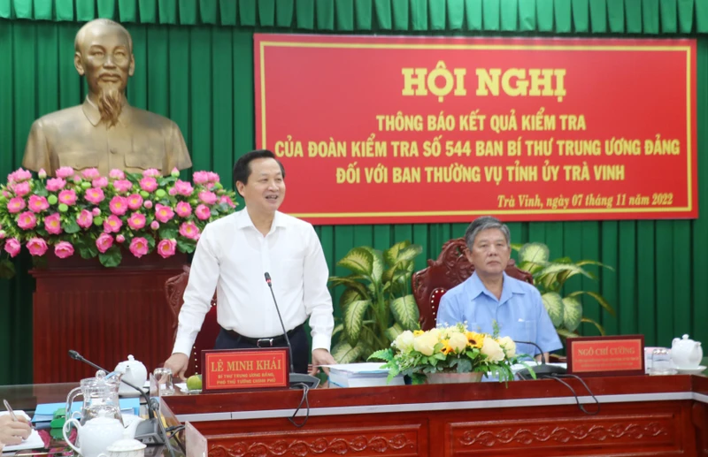Đồng chí Lê Minh Khái, Bí thư Trung ương Đảng, Phó Thủ tướng Chính phủ phát biểu chỉ đạo tại Hội nghị.
