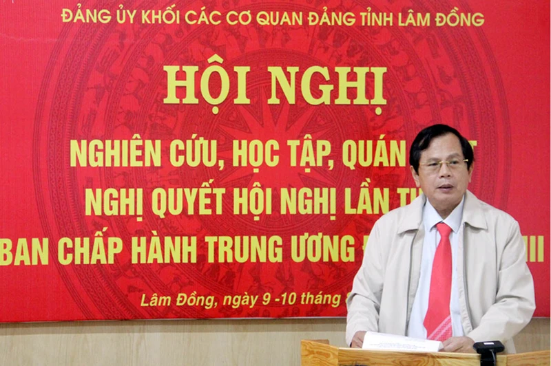 Ông Phạm Thanh Quan phát biểu tại một hội nghị. (Ảnh: Báo Lâm Đồng)