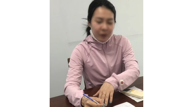 Phạm Thị Huỳnh Như tại cơ quan điều tra. (Ảnh do Công an cung cấp)