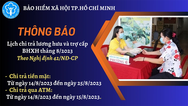 Từ ngày 14/8, Bảo hiểm xã hội Thành phố Hồ Chí Minh chi trả lương hưu và trợ cấp Bảo hiểm xã hội theo mức lương mới.