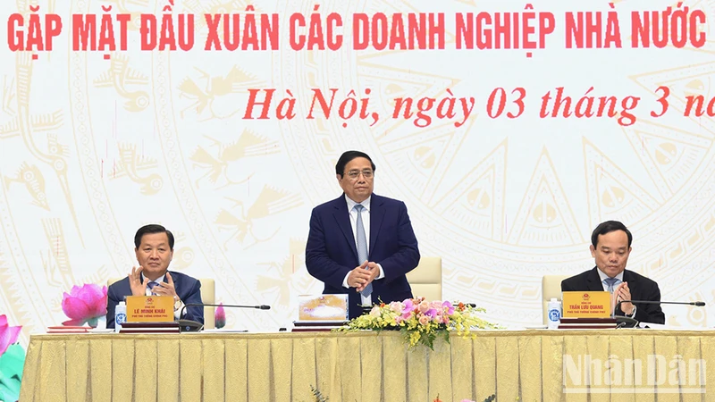 Thủ tướng Phạm Minh Chính đến dự và chỉ đạo hội nghị. (Ảnh: TRẦN HẢI)