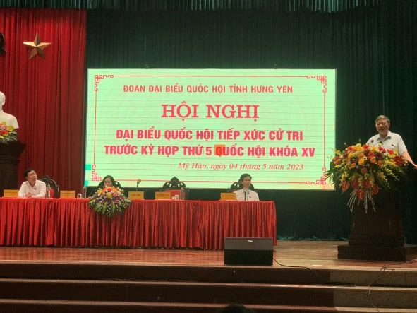 Bộ trưởng Công an Tô Lâm tiếp xúc cử tri thị xã Mỹ Hào, tỉnh Hưng Yên.